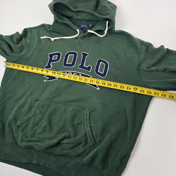 Polo Ralph Lauren Sweatshirt Hoodie Mens XL Green POLO 1967 Applique Pullover - Picture 5 of 10